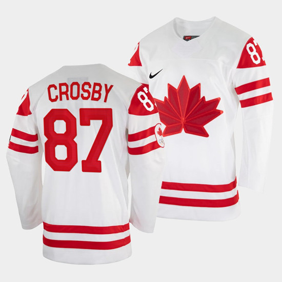 Pittsburgh Penguins #87 Sidney Crosby Canada 2022 White Beijing Winter Olympic Stitched Jersey