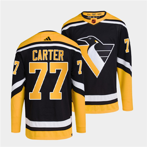 Pittsburgh Penguins #77 Jeff Carter Black 2022 Reverse Retro Stitched Jersey