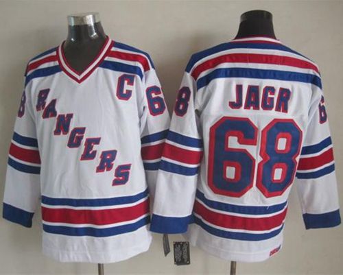Rangers #68 Jaromir Jagr White CCM Throwback Stitched Jersey