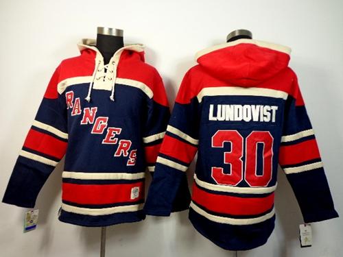 Rangers #30 Henrik Lundqvist Navy Blue Sawyer Hooded Sweatshirt Stitched Jersey