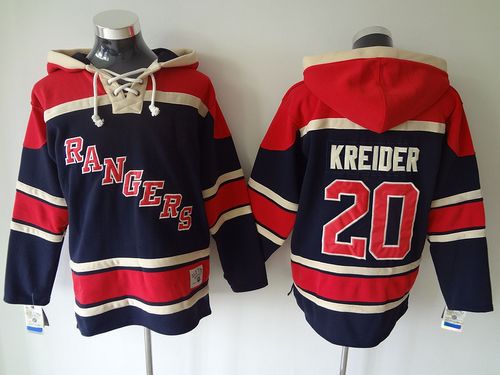 Rangers #20 Chris Kreider Blue Sawyer Hooded Sweatshirt Stitched Jersey