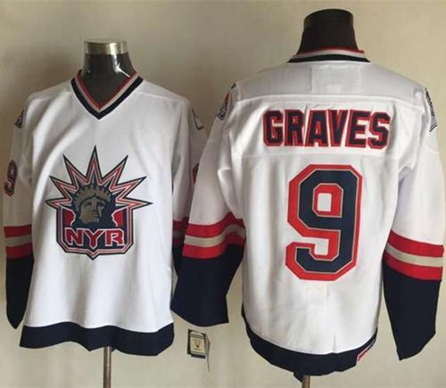 Rangers #9 Adam Graves White CCM Statue Of Liberty Stitched Jersey