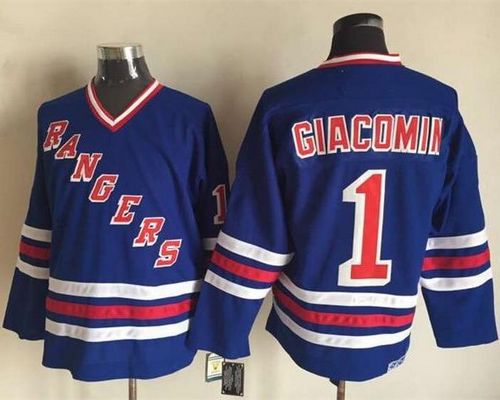 Rangers #1 Eddie Giacomin Blue CCM Heroes Of Hockey Alumni Stitched Jersey