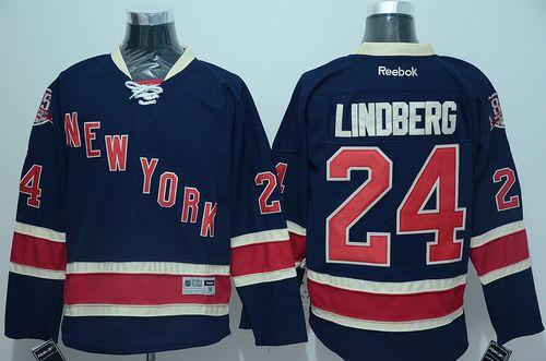 Rangers #24 Oscar Lindberg Navy Blue Stitched Jersey