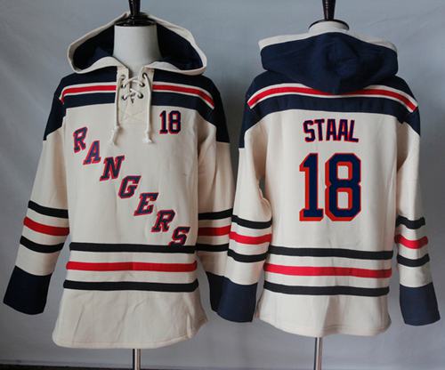 Rangers #18 Marc Staal Cream Sawyer Hooded Sweatshirt Stitched Jersey