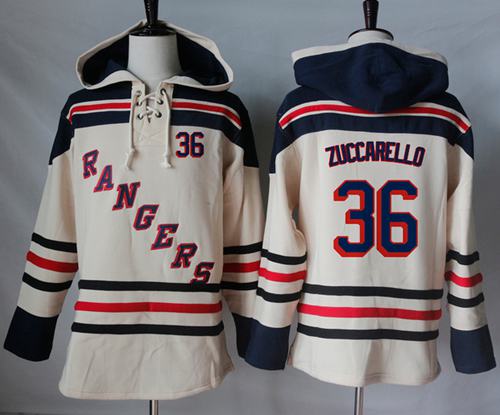 Rangers #36 Mats Zuccarello Cream Sawyer Hooded Sweatshirt Stitched Jersey