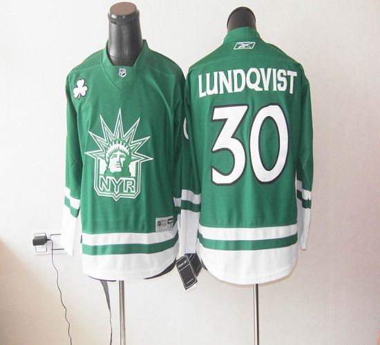 Rangers St Patty's Day #30 Henrik Lundqvist Green Stitched Jersey