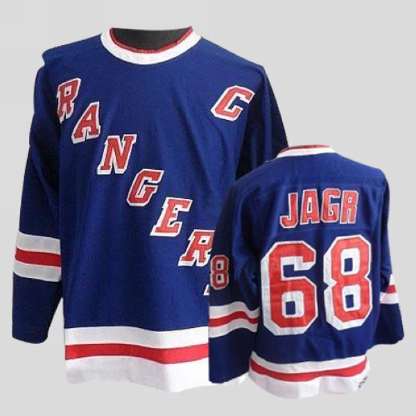 Rangers #68 Jaromir Jagr Stitched Blue CCM Throwback Jersey