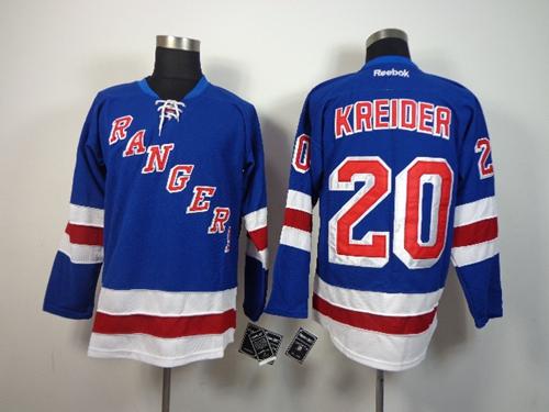 Rangers #20 Chris Kreider Blue Home Stitched Jersey
