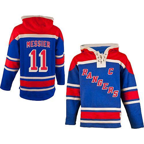 Rangers #11 Mark Messier Blue Sawyer Hooded Sweatshirt Stitched Jersey