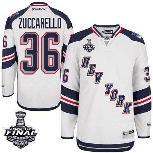 Rangers #36 Mats Zuccarello White 2014 Stadium Series With Stanley Cup Finals Stitched Jersey