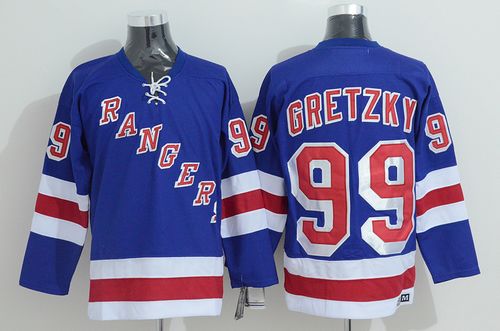 Rangers #99 Wayne Gretzky Stitched Blue CCM Throwback Jersey