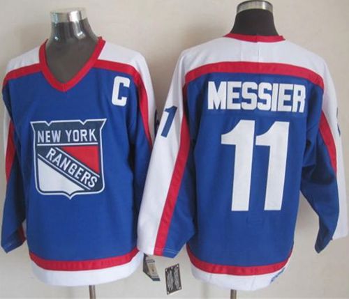 Rangers #11 Mark Messier Blue White CCM Throwback Stitched Jersey