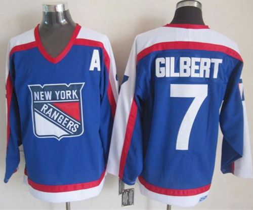 Rangers #7 Rod Gilbert Blue White CCM Throwback Stitched Jersey
