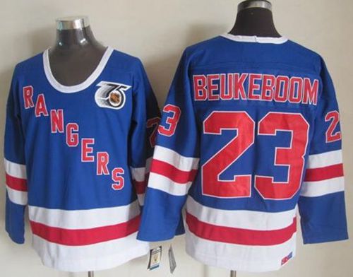 Rangers #23 Jeff Beukeboom Blue CCM 75TH Stitched Jersey