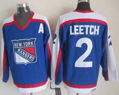 Rangers #2 Brian Leetch Blue White CCM Throwback Stitched Jersey