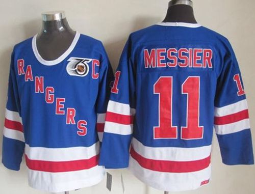 Rangers #11 Mark Messier Blue CCM 75TH Stitched Jersey