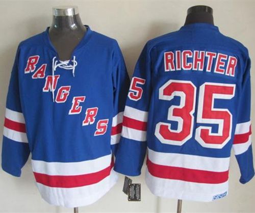Rangers #35 Mike Richter Light Blue CCM Throwback Stitched Jersey