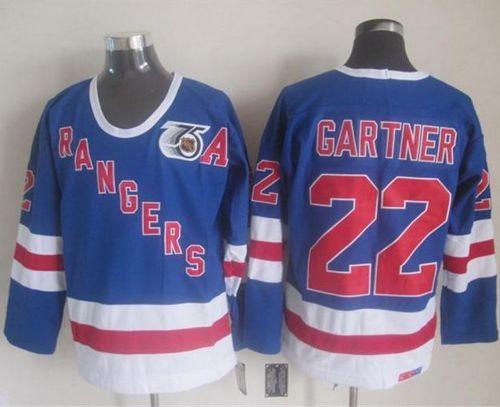Rangers #22 Mike Gartner Blue CCM 75TH Stitched Jersey