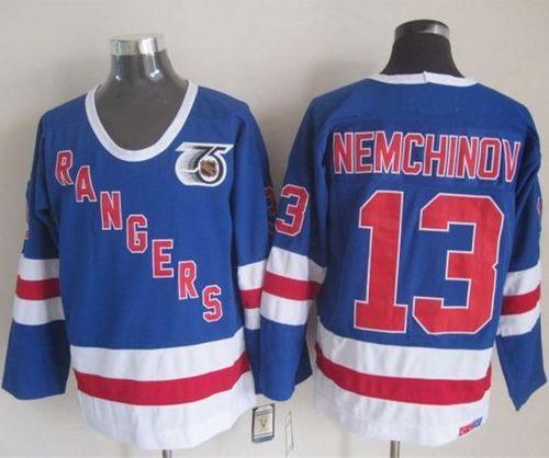 Rangers #13 Sergei Nemchinov Blue CCM 75TH Stitched Jersey
