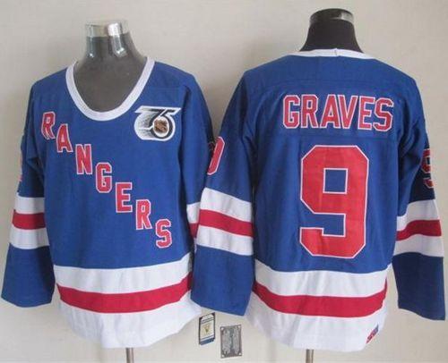 Rangers #9 Adam Graves Blue CCM 75TH Stitched Jersey