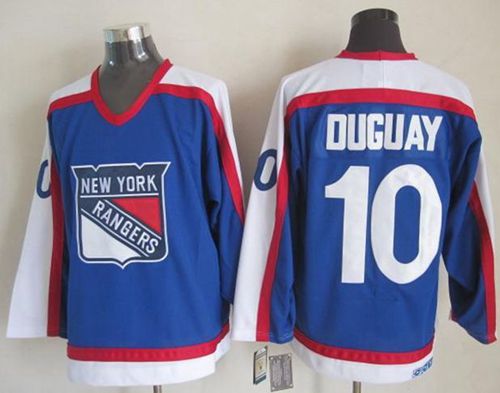 Rangers #10 Ron Duguay Blue White CCM Throwback Stitched Jersey