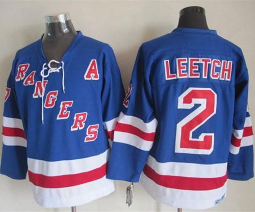 Rangers #2 Brian Leetch Light Blue CCM Throwback Stitched Jersey