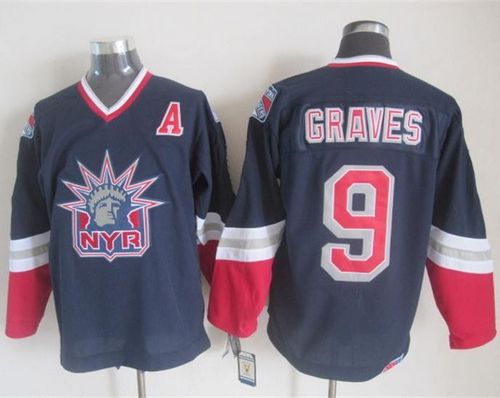 Rangers #9 Adam Graves Navy Blue CCM Statue Of Liberty Stitched Jersey
