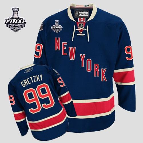 Rangers #99 Wayne Gretzky Dark Blue Third With 2014 Stanley Cup Finals Stitched Jersey
