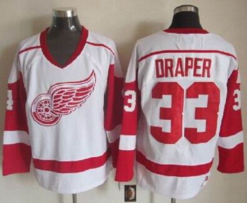 Red Wings #33 Kris Draper White CCM Throwback Stitched Jersey