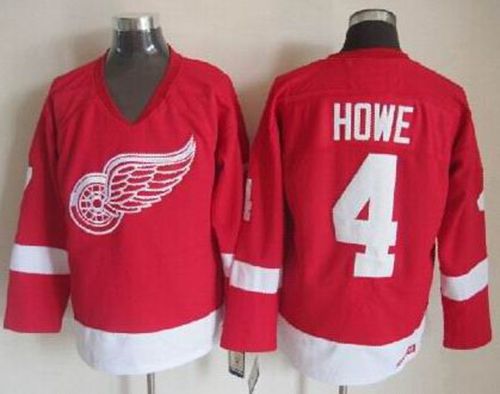 Red Wings #4 Gordie Howe Red CCM Throwback Stitched Jersey