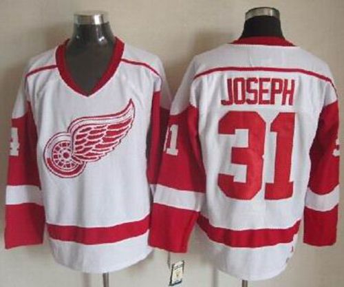 Red Wings #31 Curtis Joseph White CCM Throwback Stitched Jersey