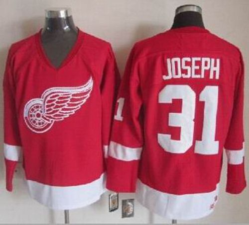 Red Wings #31 Curtis Joseph Red CCM Throwback Stitched Jersey