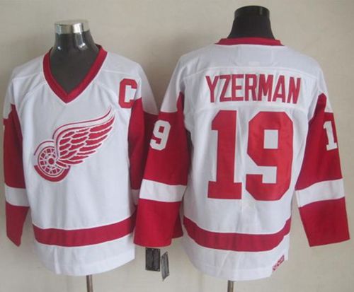 Red Wings #19 Steve Yzerman White CCM Throwback Stitched Jersey