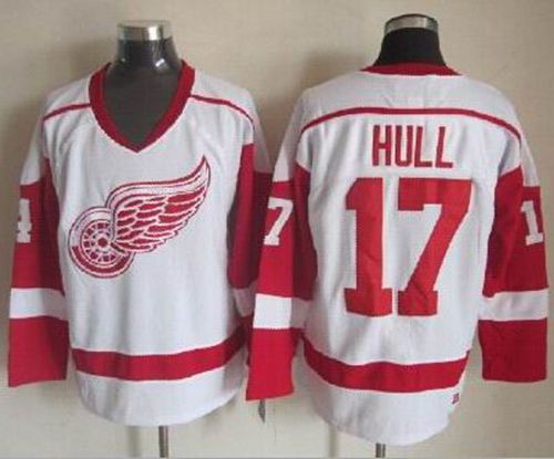 Red Wings #17 Brett Hull White CCM Throwback Stitched Jersey