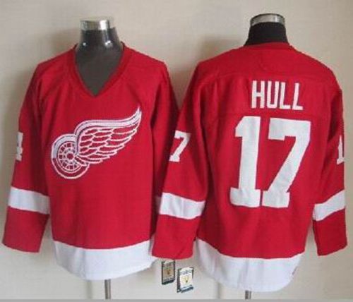Red Wings #17 Brett Hull Red CCM Throwback Stitched Jersey