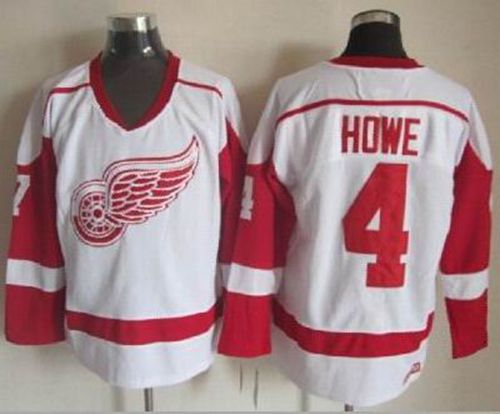 Red Wings #4 Gordie Howe White CCM Throwback Stitched Jersey
