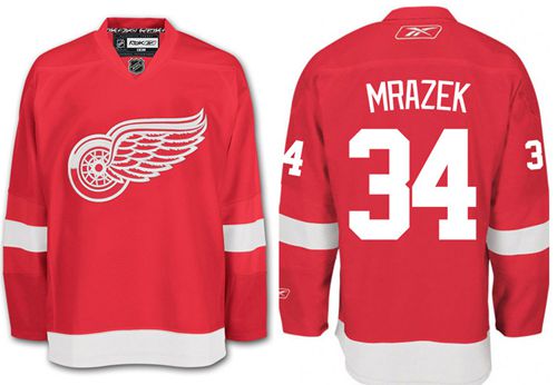 Red Wings #34 Petr Mrazek Red Stitched Jersey