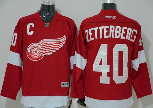 Red Wings #40 Henrik Zetterberg Red Stitched Jersey
