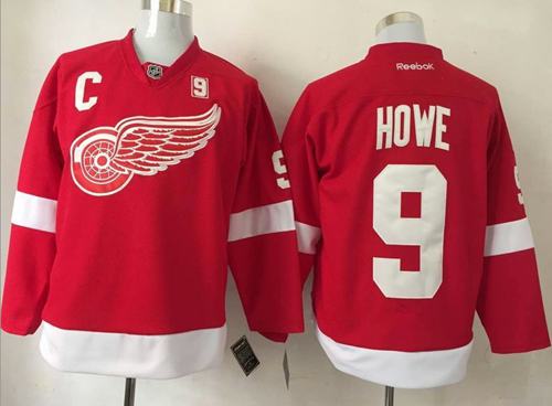 Red Wings #9 Gordie Howe Red Stitched Jersey