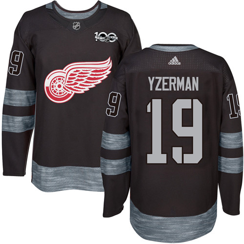 Red Wings #19 Steve Yzerman Black 1917-2017 100th Anniversary Stitched Jersey