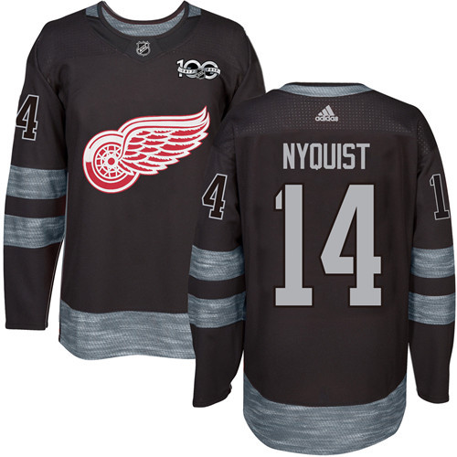Red Wings #14 Gustav Nyquist Black 1917-2017 100th Anniversary Stitched Jersey