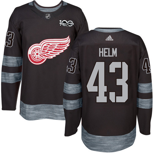 Red Wings #43 Darren Helm Black 1917-2017 100th Anniversary Stitched Jersey