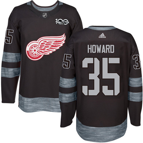 Red Wings #35 Jimmy Howard Black 1917-2017 100th Anniversary Stitched Jersey