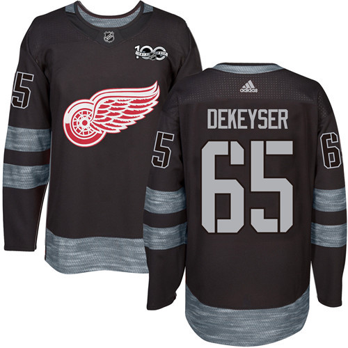 Red Wings #65 Danny DeKeyser Black 1917-2017 100th Anniversary Stitched Jersey
