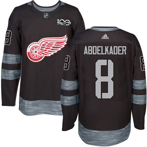 Red Wings #8 Justin Abdelkader Black 1917-2017 100th Anniversary Stitched Jersey