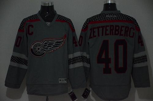 Red Wings #40 Henrik Zetterberg Charcoal Cross Check Fashion Stitched Jersey