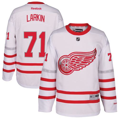 Red Wings #71 Dylan Larkin White Centennial Classic Stitched Jersey