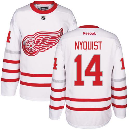 Red Wings #14 Gustav Nyquist White Centennial Classic Stitched Jersey