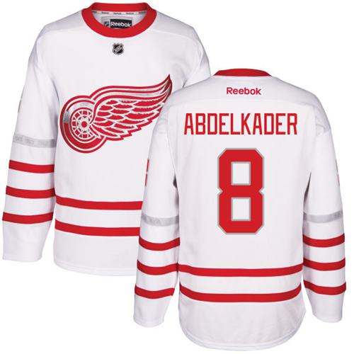 Red Wings #8 Justin Abdelkader White Centennial Classic Stitched Jersey
